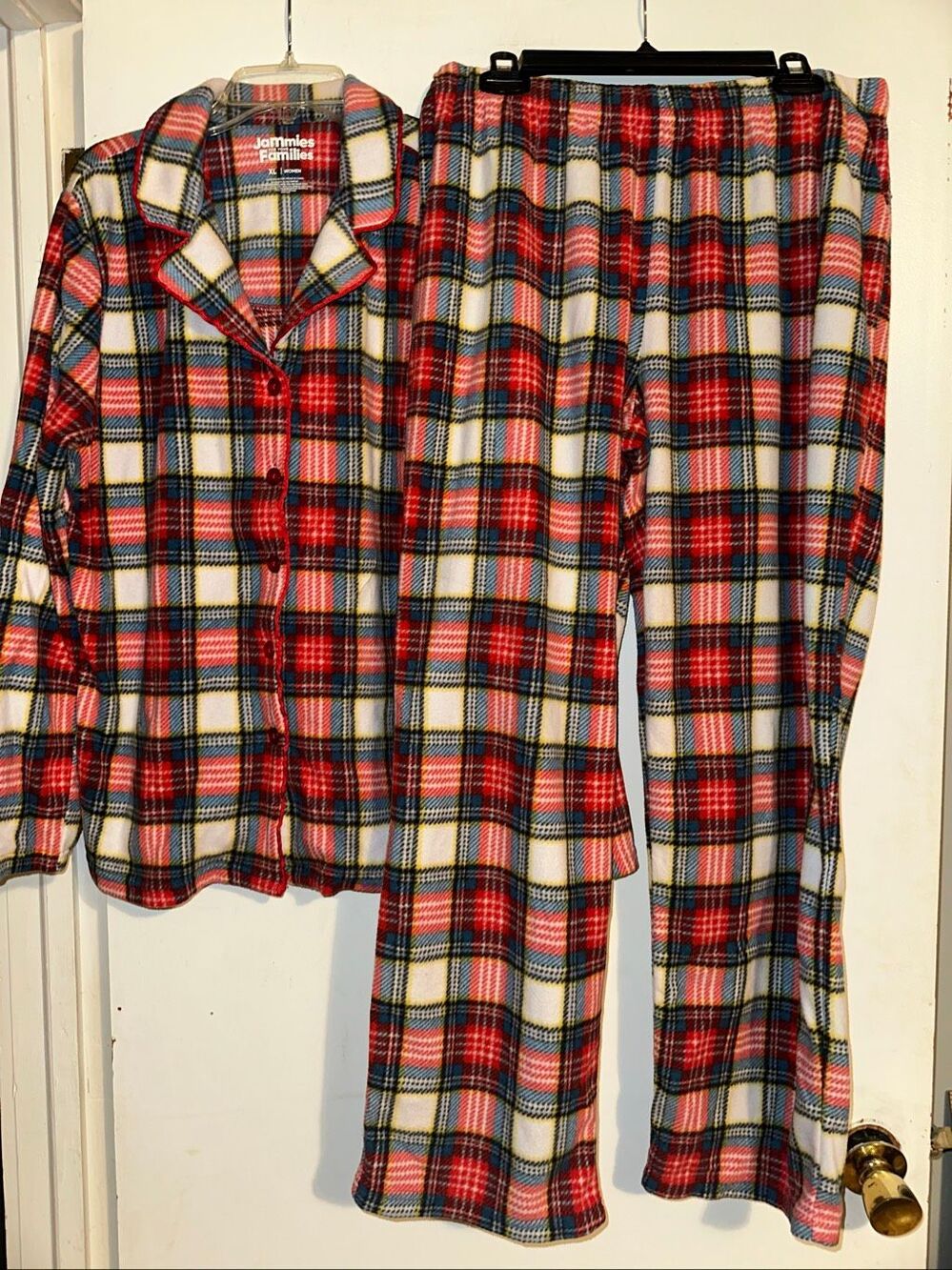 Jammies For Your Families Womens Red Plaid Pajamas Pjs Set XL Holiday Lounge fle